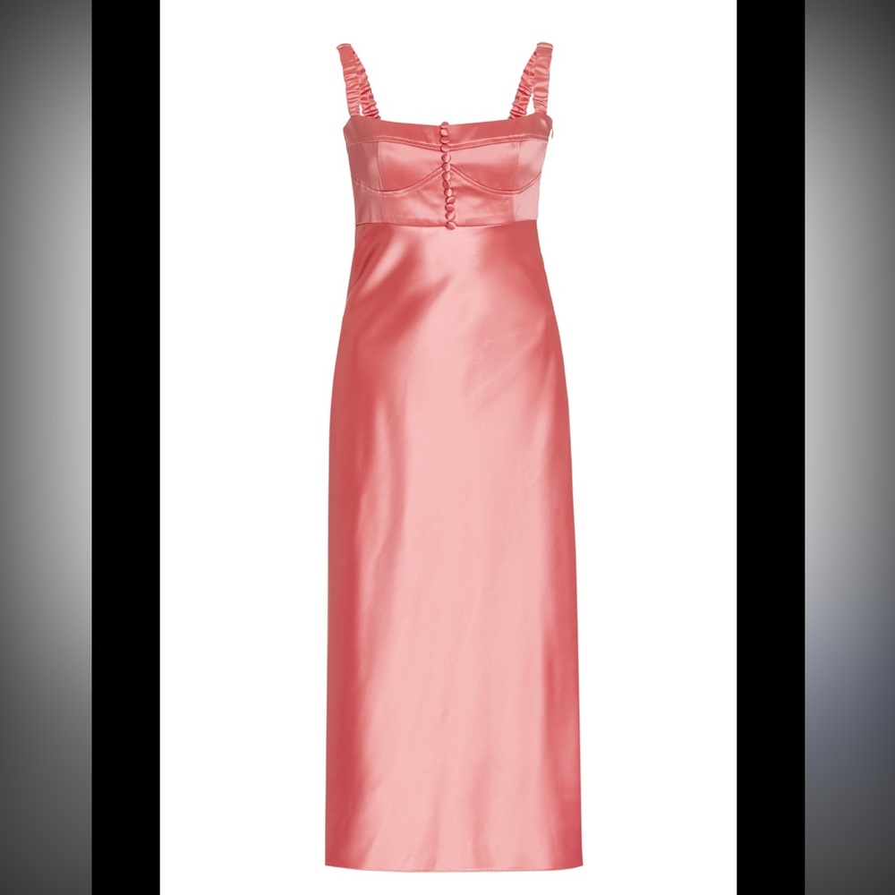 Anna October Angela Satin Buster Midi Dress In Pink
